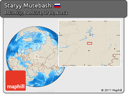 Shaded Relief Location Map of Staryy Mutebash