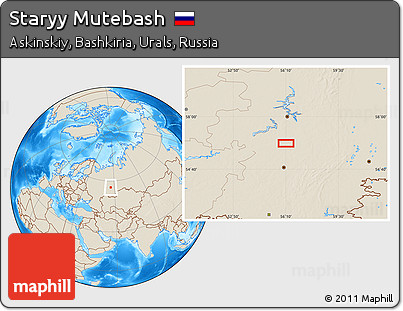Shaded Relief Location Map of Staryy Mutebash