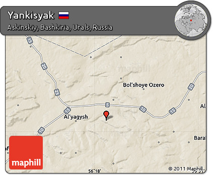 Shaded Relief Map of Yankisyak