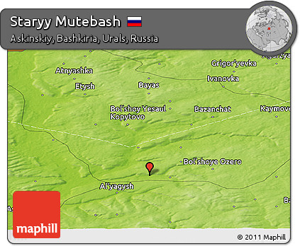Physical Panoramic Map of Staryy Mutebash