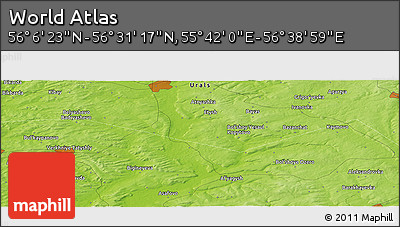 Physical Panoramic Map of the Area around 56° 18' 50" N, 56° 10' 29" E