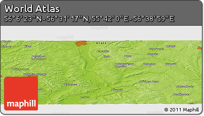 Physical Panoramic Map of the Area around 56° 18' 50" N, 56° 10' 29" E