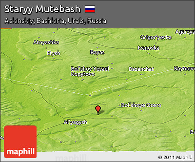 Physical Panoramic Map of Staryy Mutebash