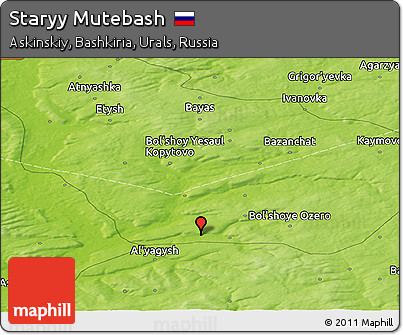 Physical Panoramic Map of Staryy Mutebash