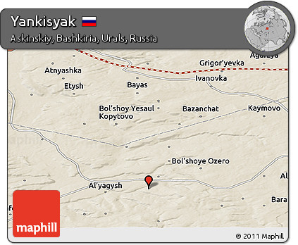Shaded Relief Panoramic Map of Yankisyak
