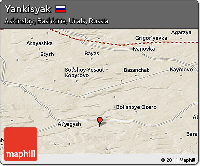 Shaded Relief Panoramic Map of Yankisyak
