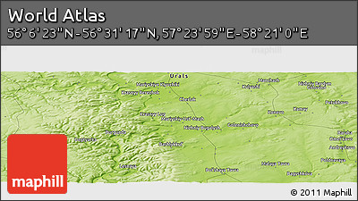 Physical Panoramic Map of the Area around 56° 18' 50" N, 57° 52' 30" E