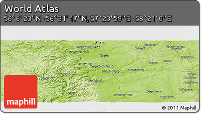Physical Panoramic Map of the Area around 56° 18' 50" N, 57° 52' 30" E