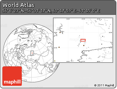 Blank Location Map of the Area around 56° 18' 50" N, 61° 16' 29" E