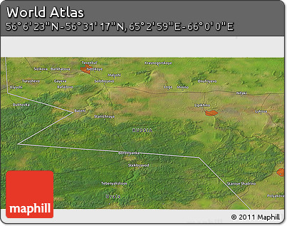 Satellite 3D Map of the Area around 56° 18' 50" N, 65° 31' 30" E