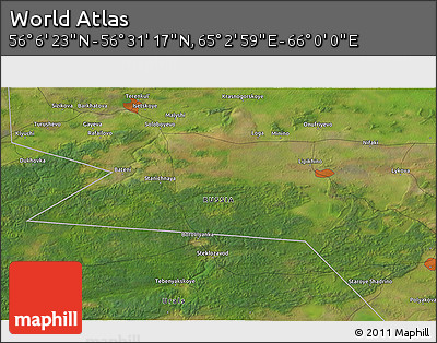 Satellite 3D Map of the Area around 56° 18' 50" N, 65° 31' 30" E