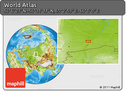 Physical Location Map of the Area around 56° 18' 50" N, 65° 31' 30" E