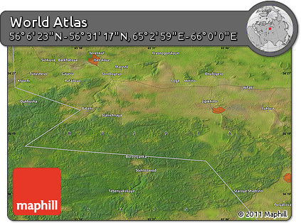 Satellite Map of the Area around 56° 18' 50" N, 65° 31' 30" E