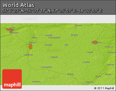 Physical 3D Map of the Area around 56° 18' 50" N, 68° 4' 29" E