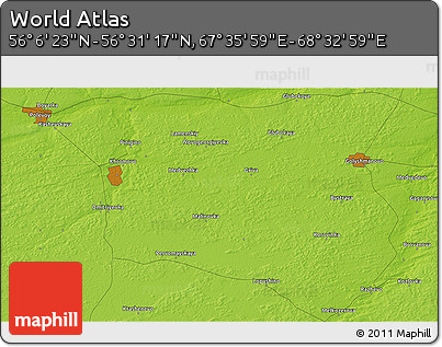 Physical 3D Map of the Area around 56° 18' 50" N, 68° 4' 29" E