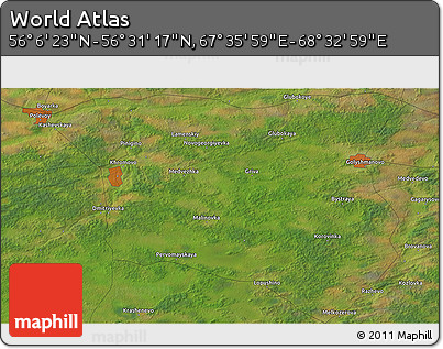 Satellite 3D Map of the Area around 56° 18' 50" N, 68° 4' 29" E