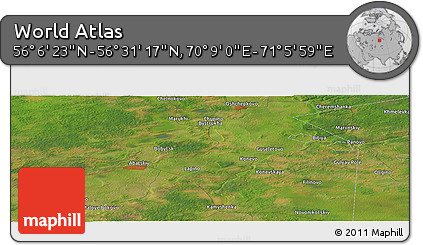 Satellite Panoramic Map of the Area around 56° 18' 50" N, 70° 37' 30" E