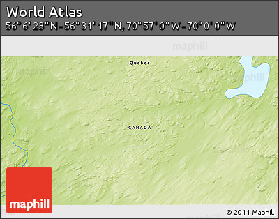 Physical 3D Map of the Area around 56° 18' 50" N, 70° 28' 29" W