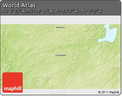 Physical 3D Map of the Area around 56° 18' 50" N, 70° 28' 29" W