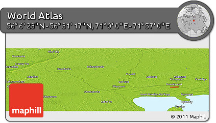 Physical Panoramic Map of the Area around 56° 18' 50" N, 71° 28' 29" E