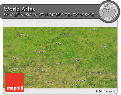 Satellite 3D Map of the Area around 56° 18' 50" N, 72° 19' 29" E