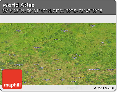 Satellite 3D Map of the Area around 56° 18' 50" N, 72° 19' 29" E
