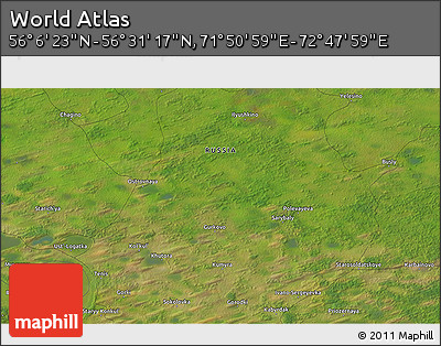 Satellite 3D Map of the Area around 56° 18' 50" N, 72° 19' 29" E