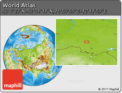 Physical Location Map of the Area around 56° 18' 50" N, 72° 19' 29" E