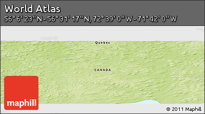 Physical Panoramic Map of the Area around 56° 18' 50" N, 72° 10' 30" W