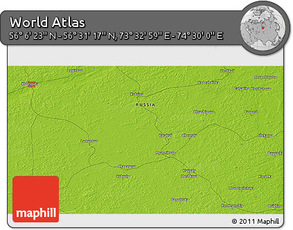 Physical 3D Map of the Area around 56° 18' 50" N, 74° 1' 30" E