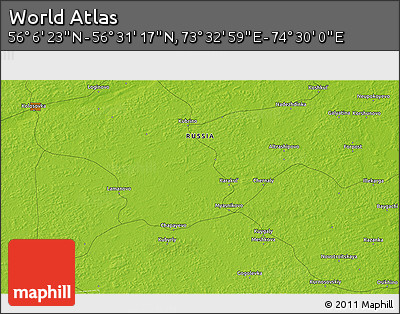Physical 3D Map of the Area around 56° 18' 50" N, 74° 1' 30" E