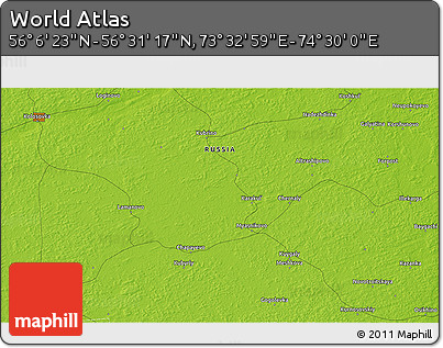 Physical 3D Map of the Area around 56° 18' 50" N, 74° 1' 30" E