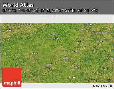 Satellite 3D Map of the Area around 56° 18' 50" N, 74° 1' 30" E