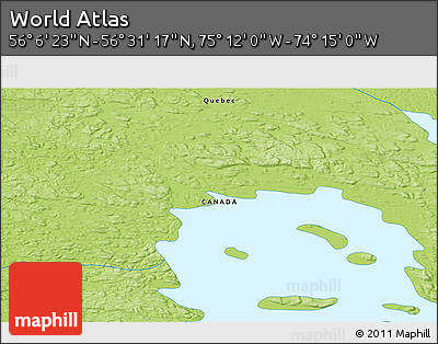 Physical 3D Map of the Area around 56° 18' 50" N, 74° 43' 29" W