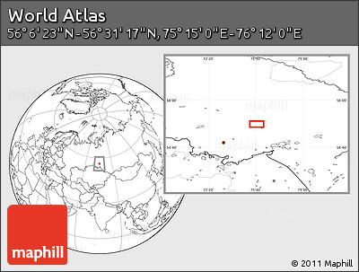 Blank Location Map of the Area around 56° 18' 50" N, 75° 43' 29" E