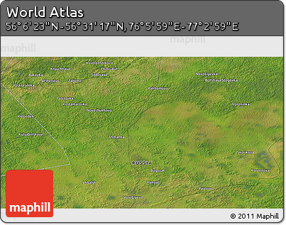 Satellite 3D Map of the Area around 56° 18' 50" N, 76° 34' 29" E
