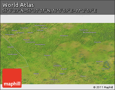 Satellite 3D Map of the Area around 56° 18' 50" N, 76° 34' 29" E