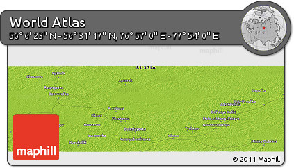 Physical Panoramic Map of the Area around 56° 18' 50" N, 77° 25' 30" E