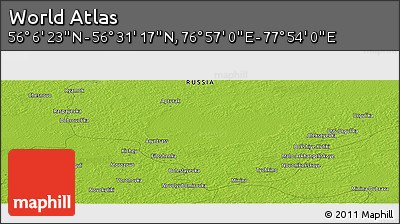 Physical Panoramic Map of the Area around 56° 18' 50" N, 77° 25' 30" E