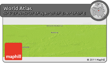 Physical Panoramic Map of the Area around 56° 18' 50" N, 80° 49' 29" E