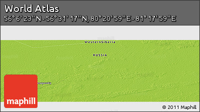 Physical Panoramic Map of the Area around 56° 18' 50" N, 80° 49' 29" E