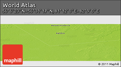 Physical Panoramic Map of the Area around 56° 18' 50" N, 81° 40' 30" E
