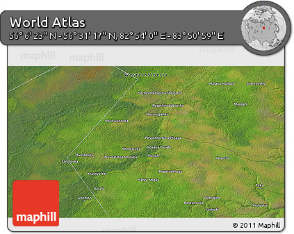 Satellite 3D Map of the Area around 56° 18' 50" N, 83° 22' 30" E