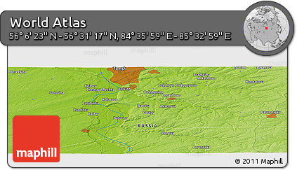 Physical Panoramic Map of the Area around 56° 18' 50" N, 85° 4' 29" E