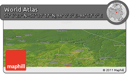Satellite Panoramic Map of the Area around 56° 18' 50" N, 88° 28' 29" E