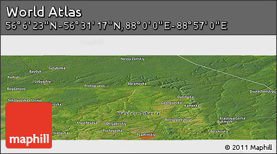 Satellite Panoramic Map of the Area around 56° 18' 50" N, 88° 28' 29" E