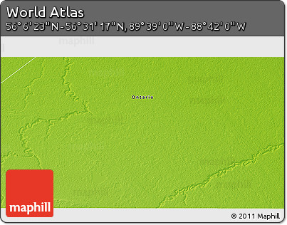 Physical 3D Map of the Area around 56° 18' 50" N, 89° 10' 30" W