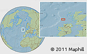 Savanna Style Location Map of the area around 56° 18' 50" N, 8° 25' 30" W, hill shading
