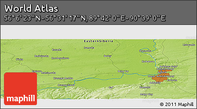 Physical Panoramic Map of the Area around 56° 18' 50" N, 90° 10' 30" E