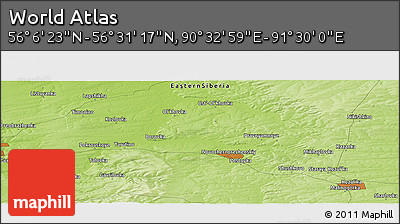 Physical Panoramic Map of the Area around 56° 18' 50" N, 91° 1' 30" E